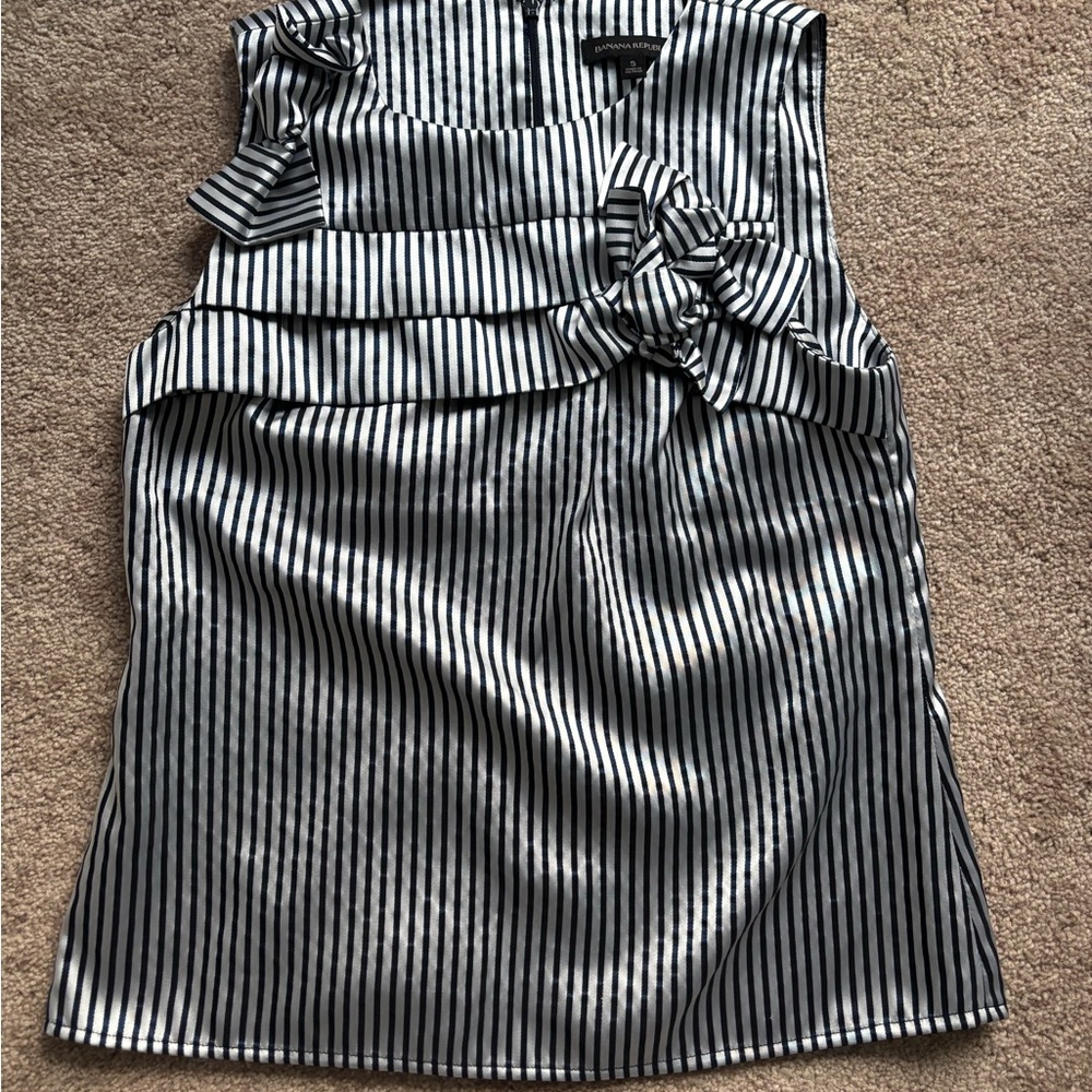 Striped Sleeveless Top with Bow Accents